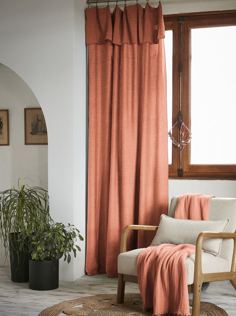 Rideau ajustable LYSANDRE + 8 anneaux pince Orange - Kiabi