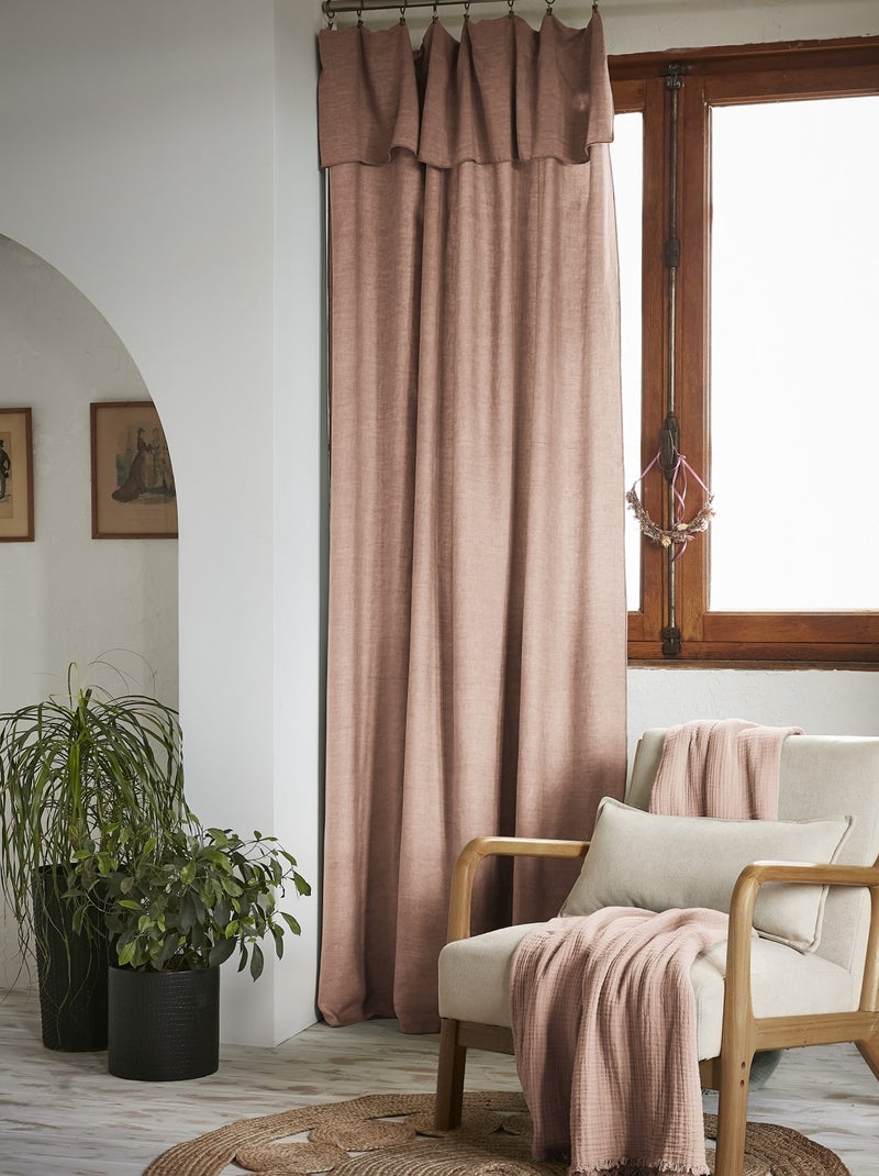 Rideau ajustable LYSANDRE + 8 anneaux pince Rose - Kiabi