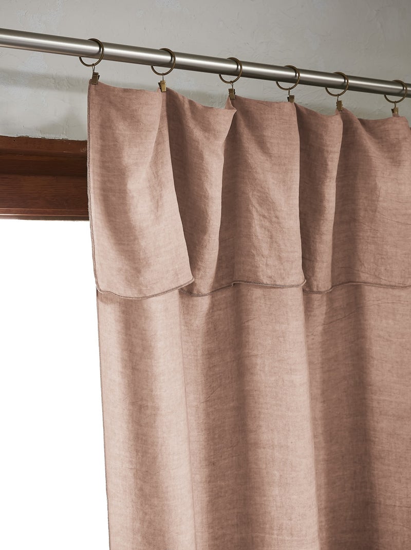 Rideau ajustable LYSANDRE + 8 anneaux pince Rose - Kiabi