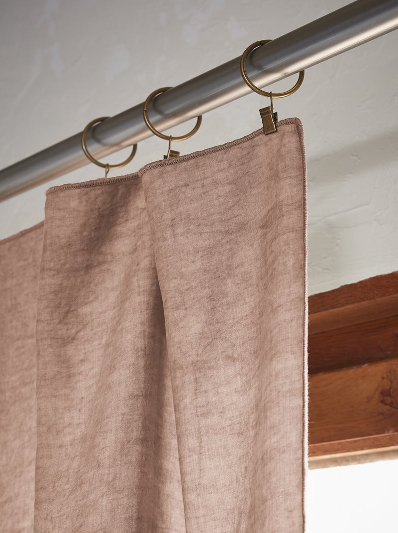 Rideau ajustable LYSANDRE + 8 anneaux pince Rose - Kiabi