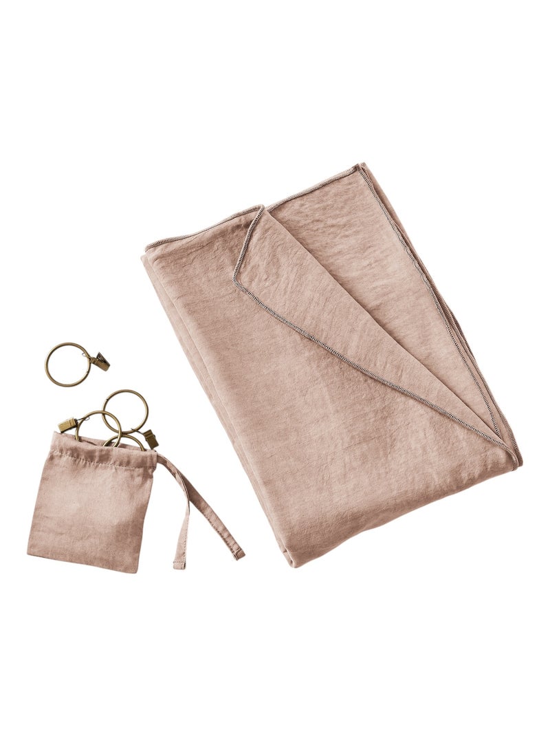 Rideau ajustable LYSANDRE Blush 140 x 270 cm + 8 anneaux pince Rose - Kiabi