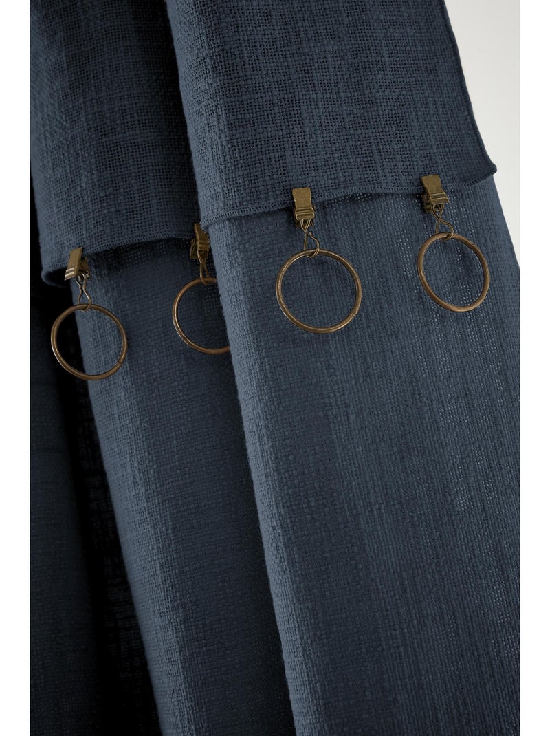 Rideau Ajustable Sixtine – Coton Flammé- Sixtine Bleu foncé - Kiabi