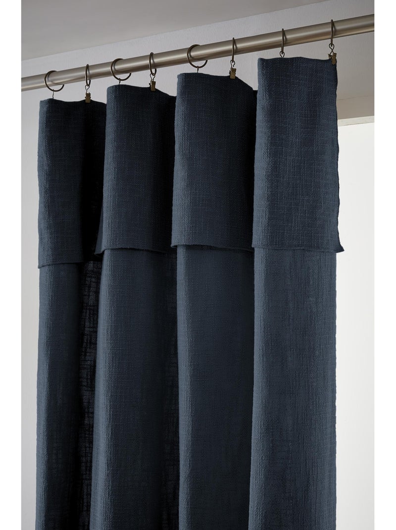 Rideau Ajustable Sixtine – Coton Flammé- Sixtine Bleu foncé - Kiabi