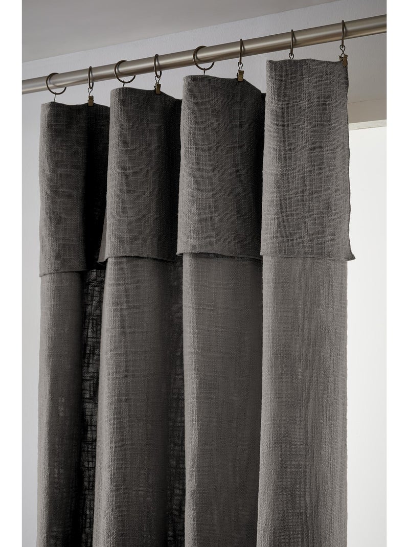Rideau Ajustable Sixtine – Coton Flammé- Sixtine Gris foncé - Kiabi