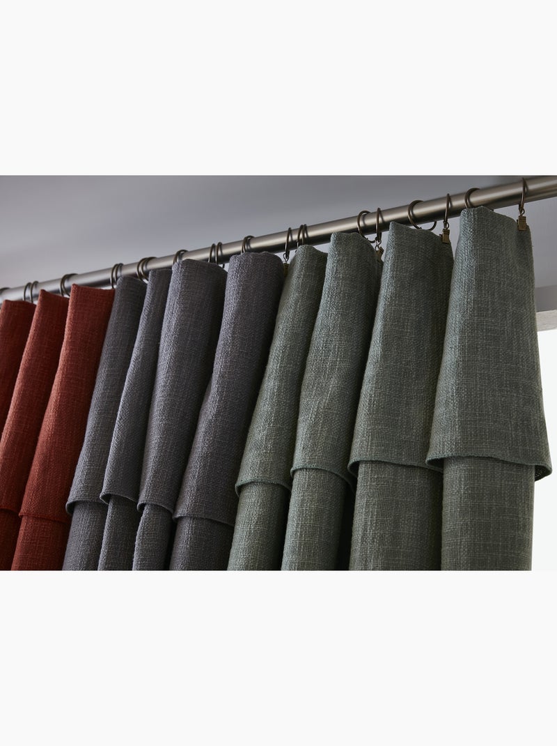 Rideau Ajustable Sixtine – Coton Flammé- Sixtine Gris foncé - Kiabi