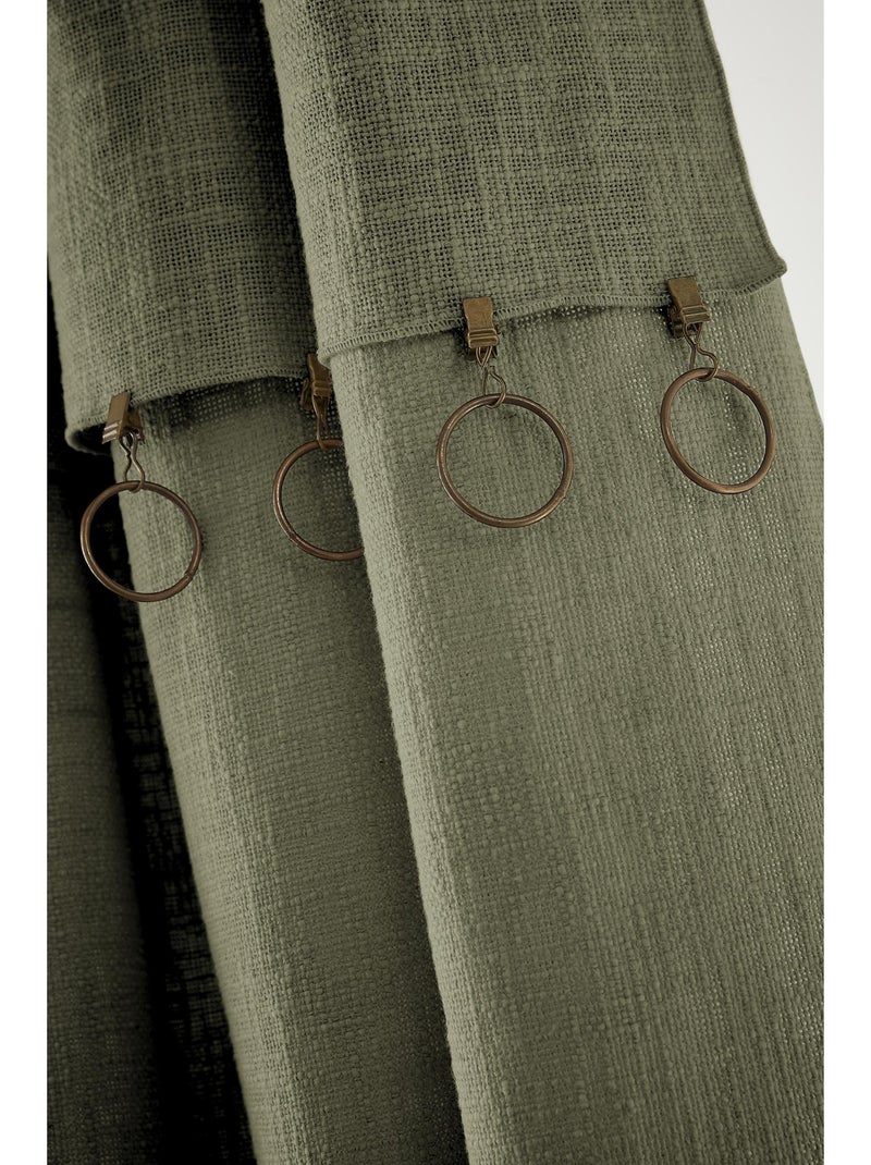 Rideau Ajustable Sixtine – Coton Flammé- Sixtine Kaki - Kiabi