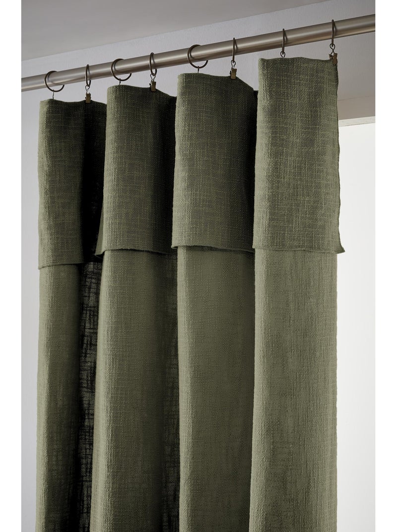 Rideau Ajustable Sixtine – Coton Flammé- Sixtine Kaki - Kiabi