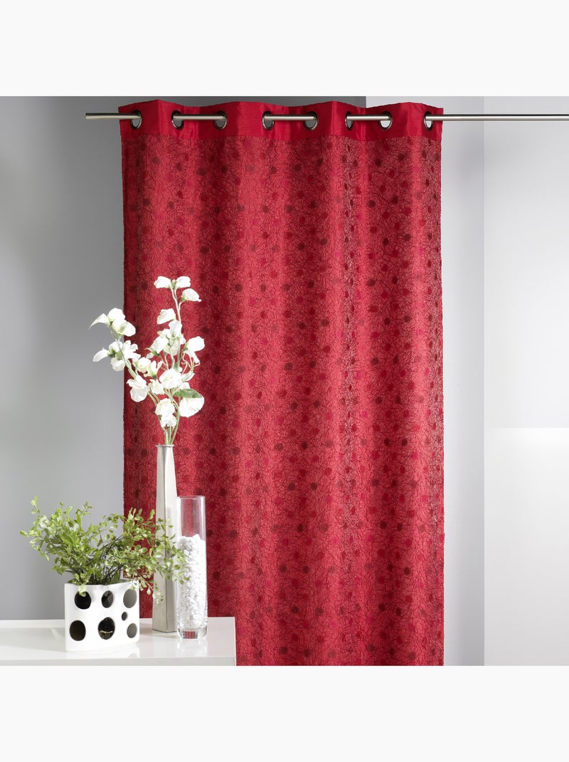 Rideau ameublement en Shantung doublé Fantaisie Rouge - Kiabi