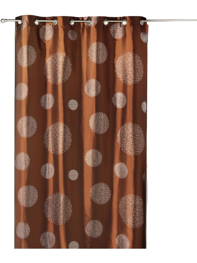 Rideau ameublement en Taffetas imprimé Argent Marron chocolat - Kiabi