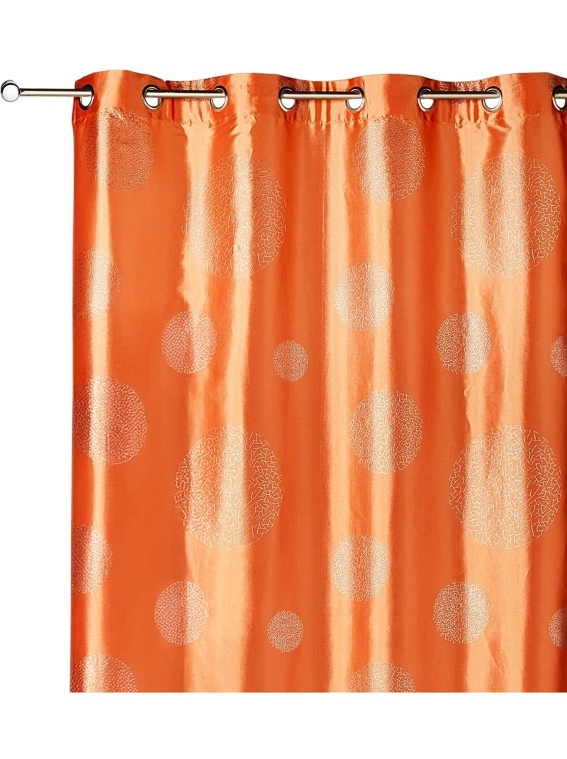 Rideau ameublement en Taffetas imprimé Argent Orange - Kiabi