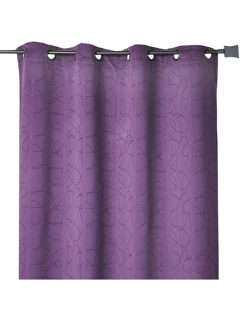 Rideau ameublement jacquard motif géométrique Violet - Kiabi