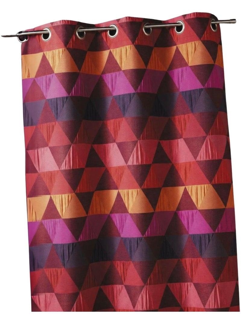 Rideau ameublement Jacquard 'triangles' Bordeaux - Kiabi