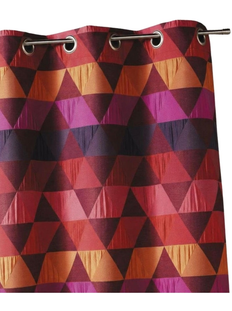 Rideau ameublement Jacquard 'triangles' Bordeaux - Kiabi