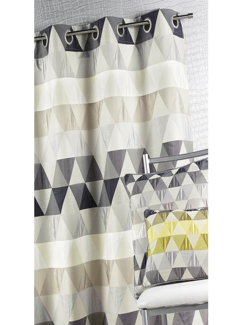 Rideau ameublement Jacquard 'triangles' Gris clair - Kiabi