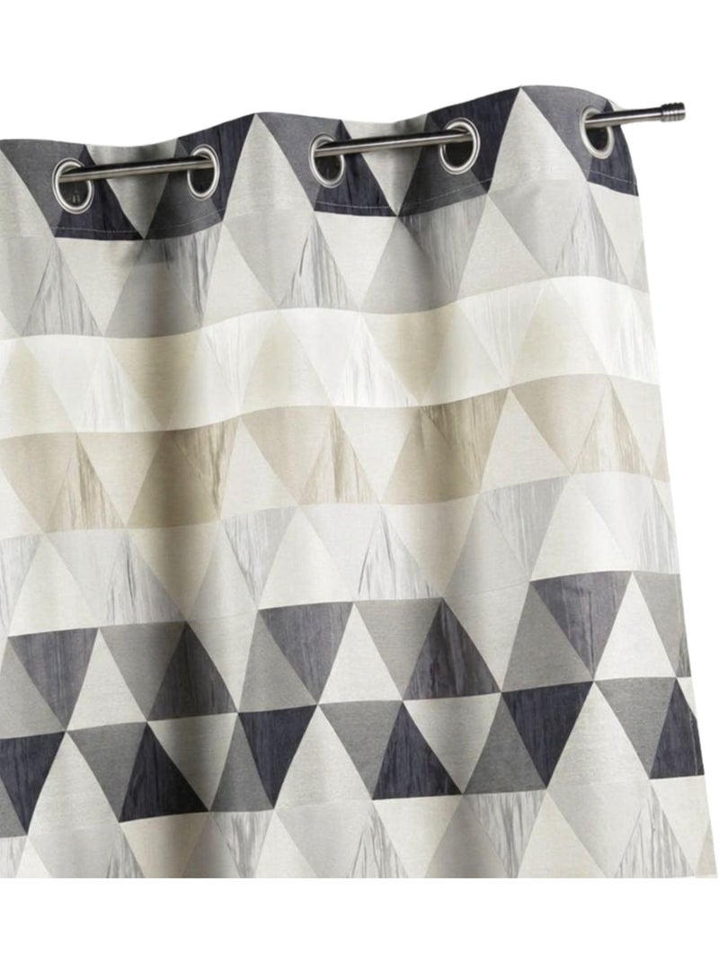 Rideau ameublement Jacquard 'triangles' Gris clair - Kiabi