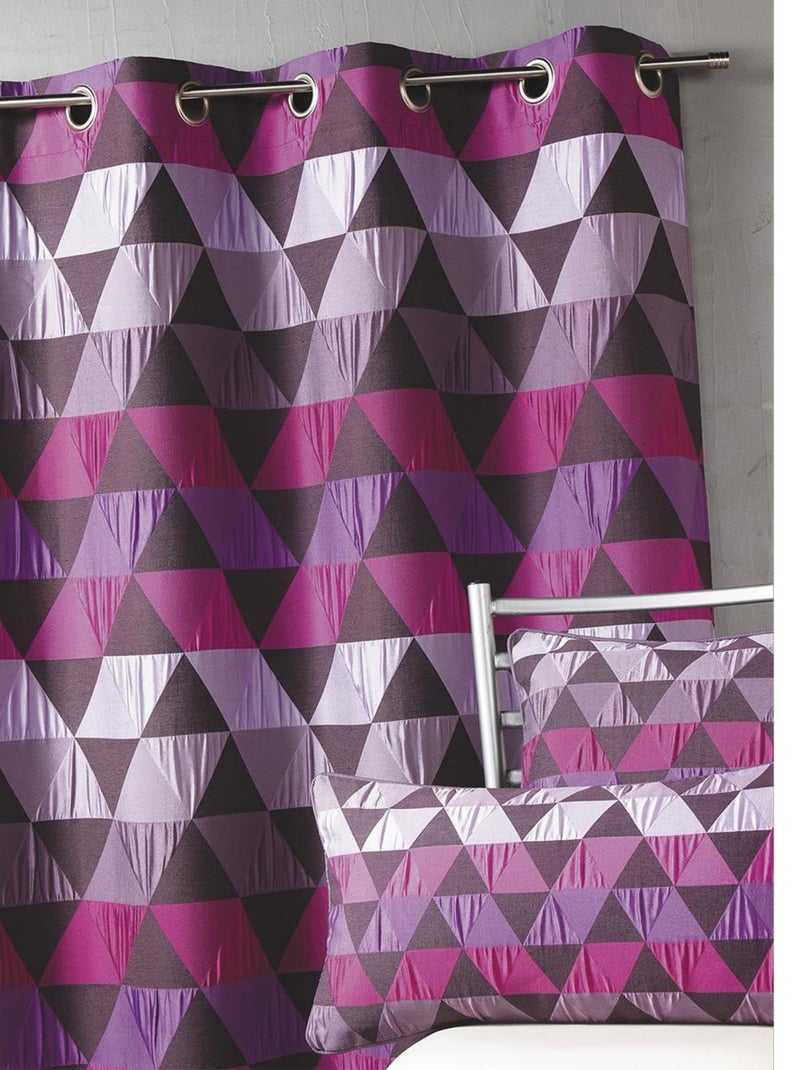 Rideau ameublement Jacquard 'triangles' Violet prune - Kiabi
