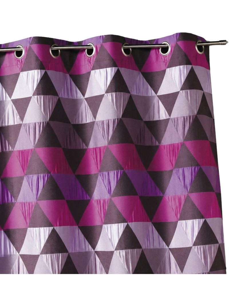 Rideau ameublement Jacquard 'triangles' Violet prune - Kiabi