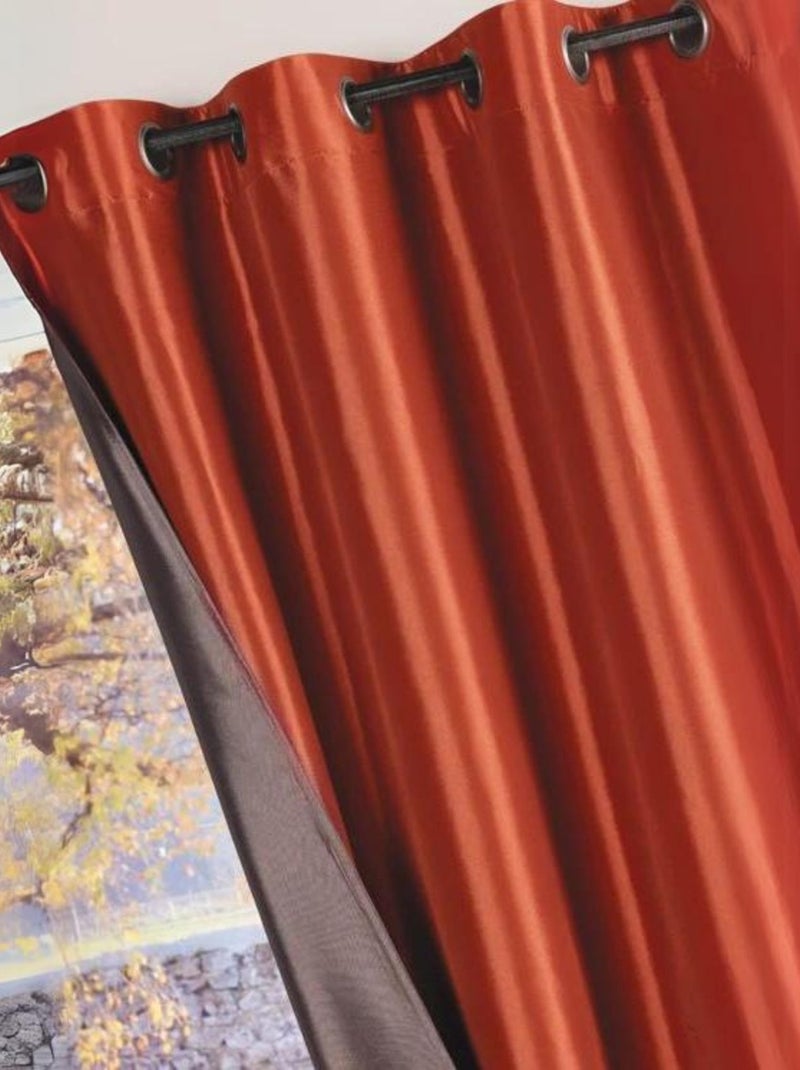 Rideau Ameublement Réversible en Taffetas Terracotta - Kiabi