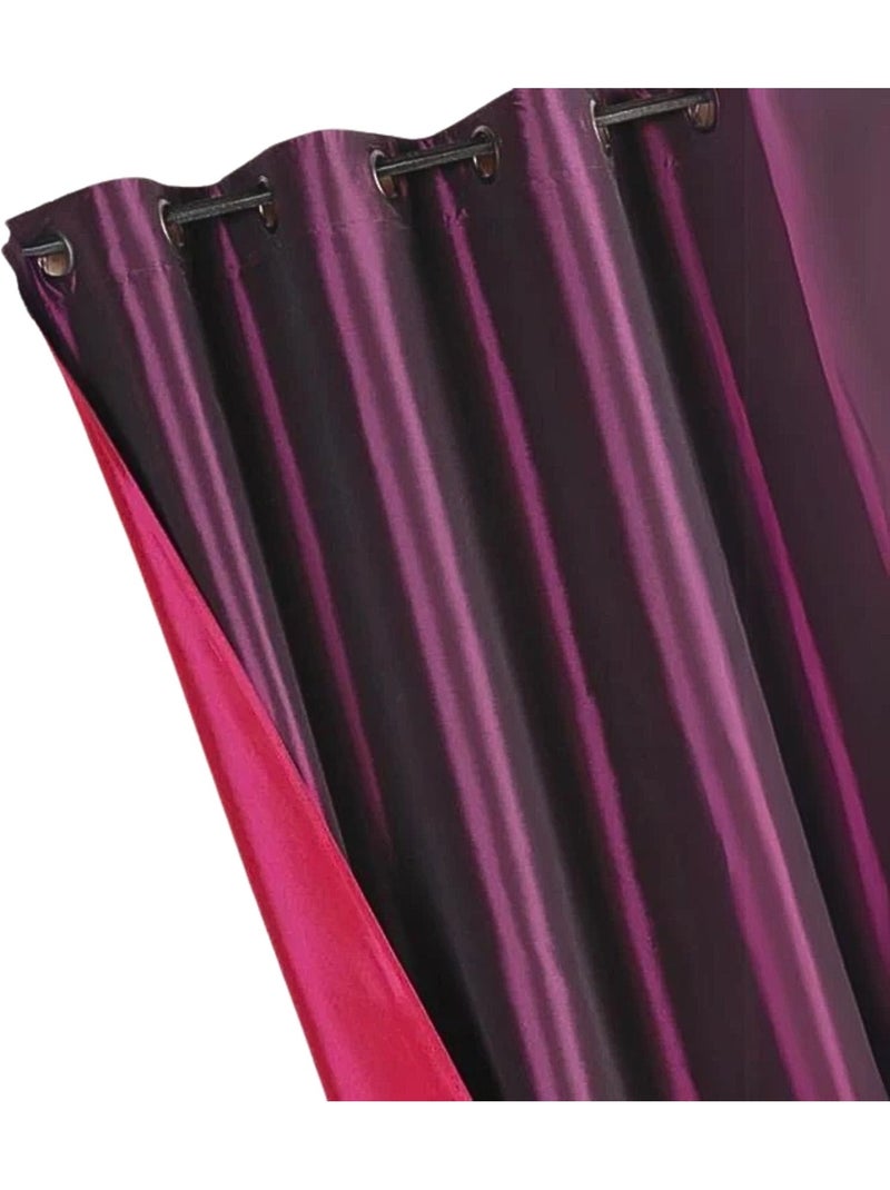 Rideau Ameublement Réversible en Taffetas Violet prune - Kiabi
