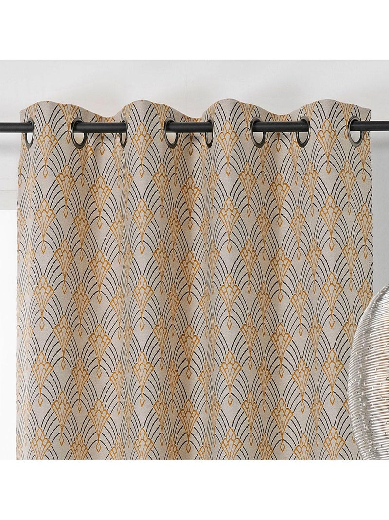 Rideau art décoratif en jacquard Jaune - Kiabi