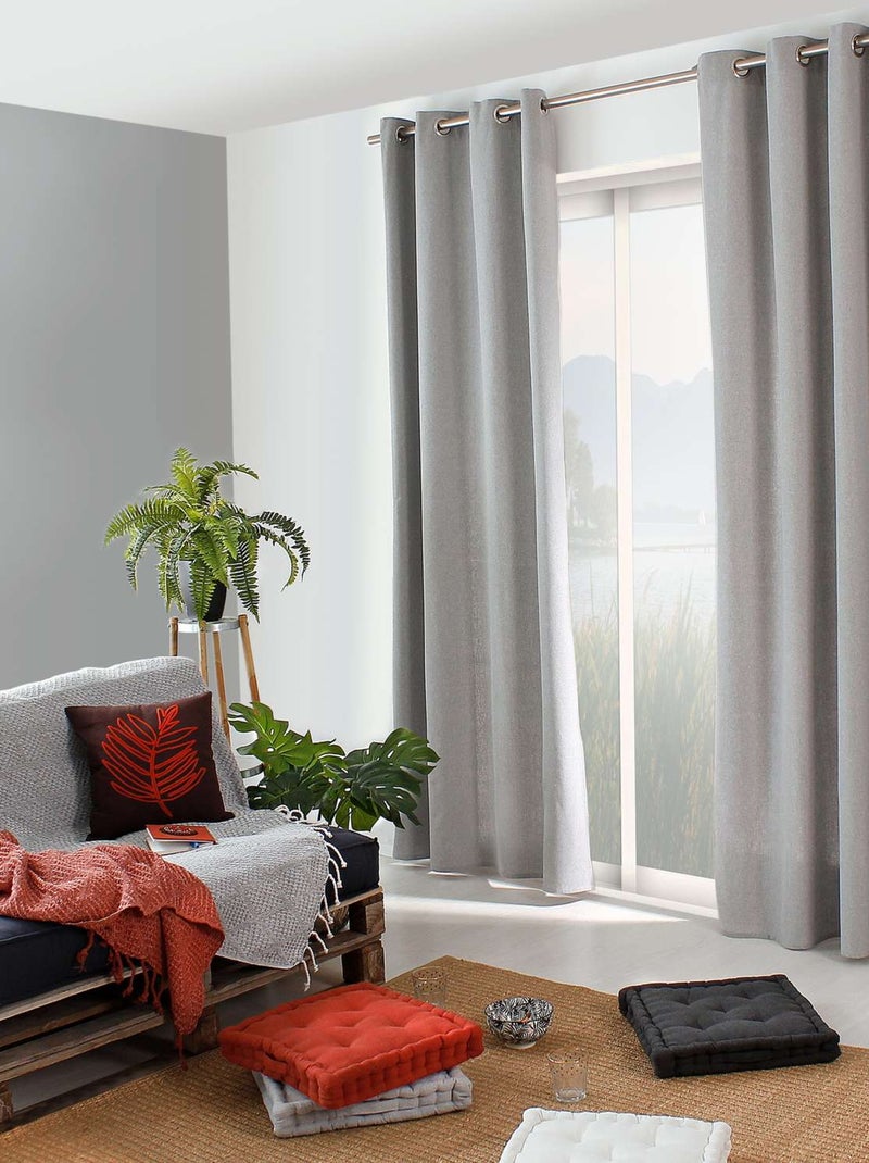 Rideau aspect chiné en coton recyclé DUNE Gris - Kiabi
