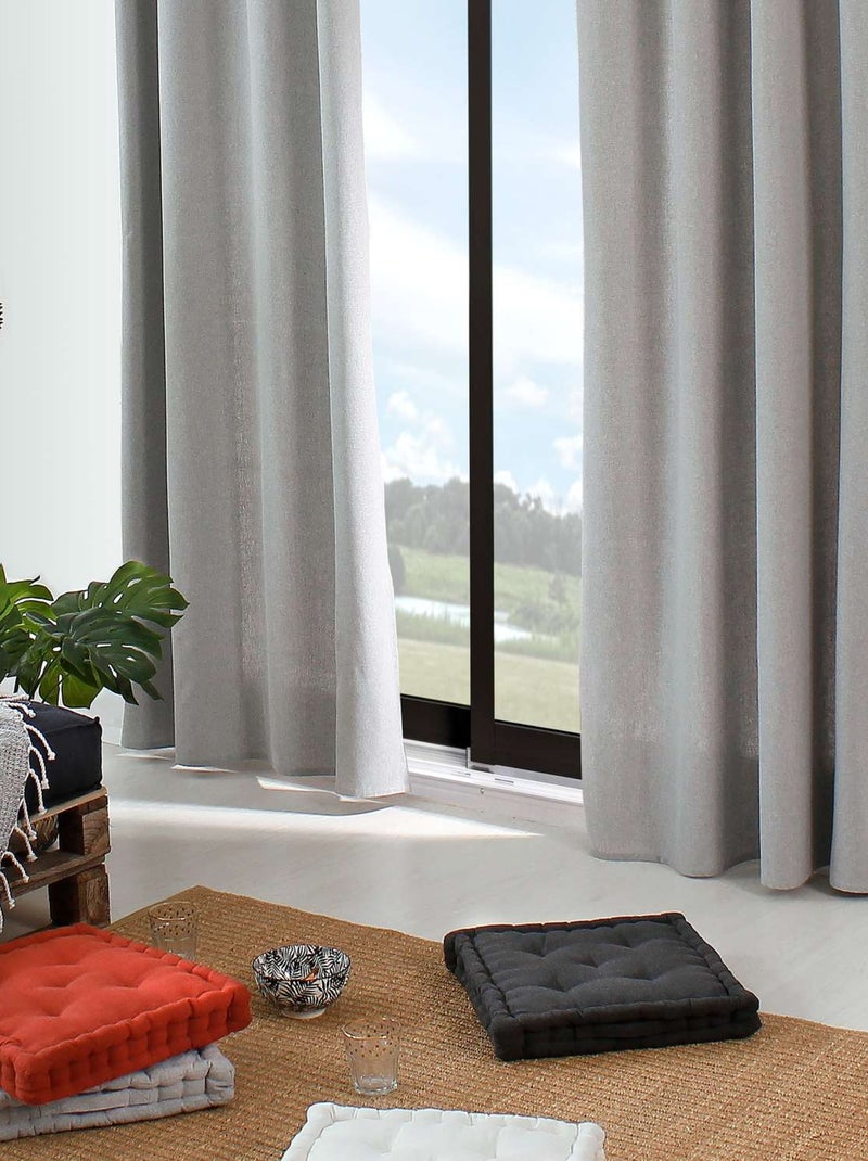 Rideau aspect chiné en coton recyclé DUNE Gris - Kiabi