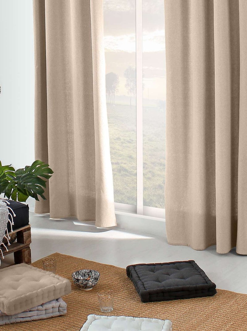 Rideau aspect chiné en coton recyclé DUNE Marron - Kiabi