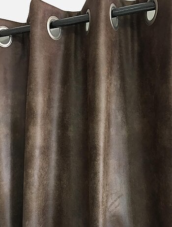 Rideau aspect faux cuir usé chocolat