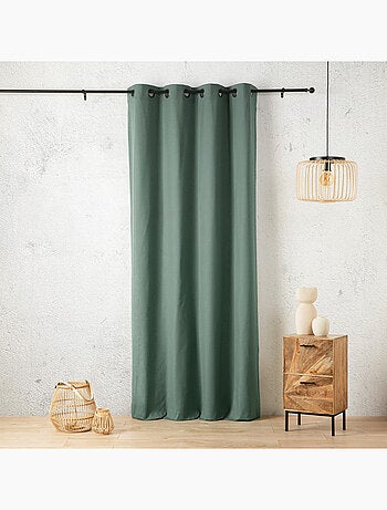 Rideau aspect lin à oeillets