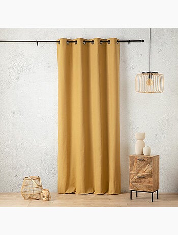 Rideau aspect lin à oeillets