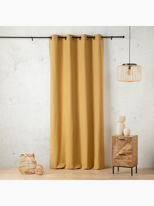 Rideau aspect lin à oeillets - Kiabi