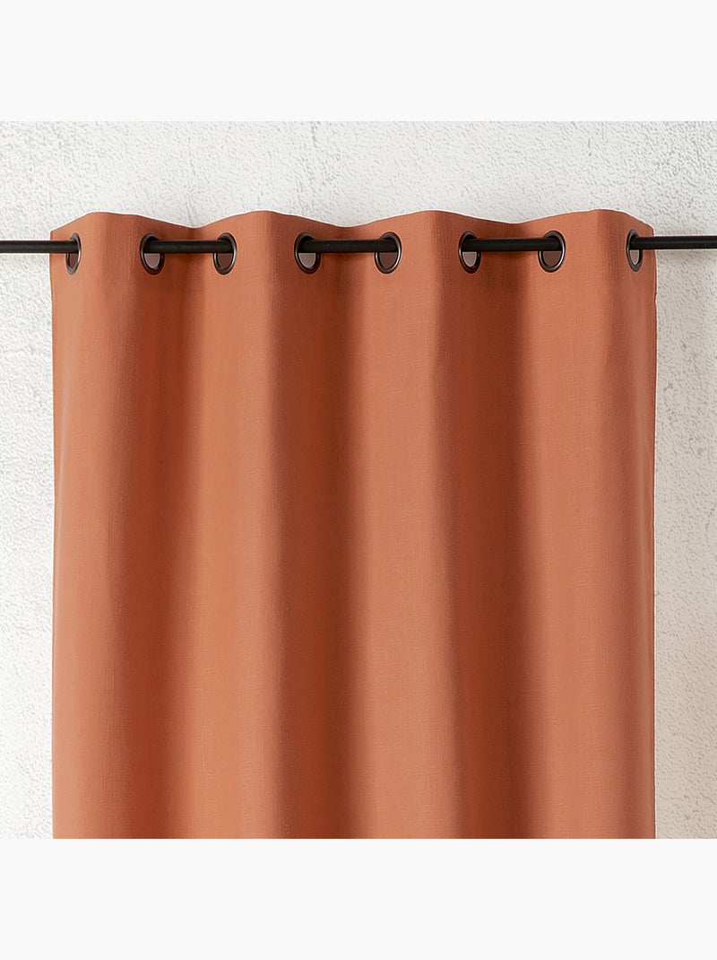 Rideau aspect lin à oeillets Orange - Kiabi