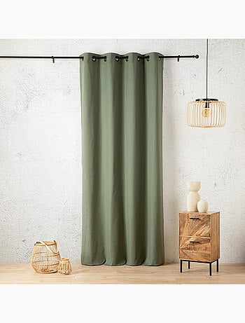 Rideau aspect lin à oeillets