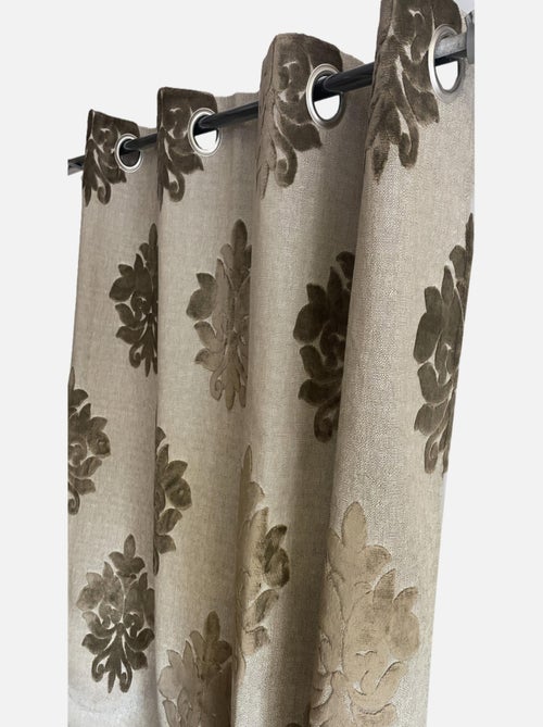 Rideau aspect lin motif médaillon velours - esprit baroque - Kiabi Rideau aspect lin motif médaillon velours - esprit baroque - Kiabi