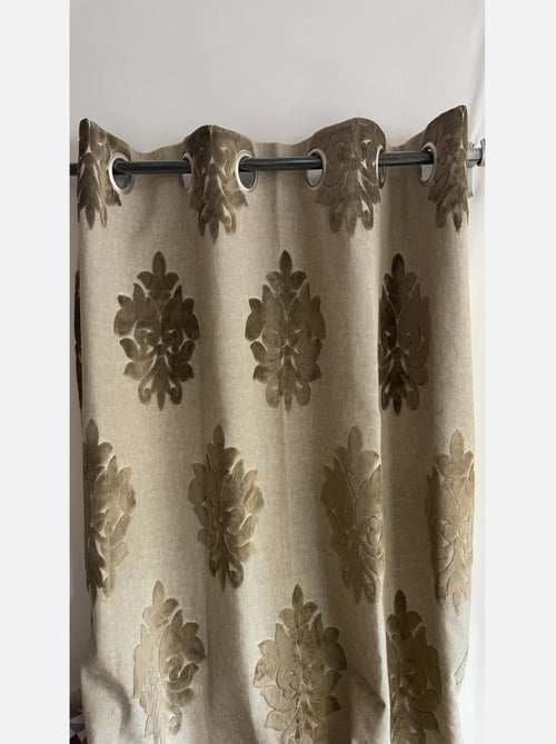Rideau aspect lin motif médaillon velours - esprit baroque - Kiabi Rideau aspect lin motif médaillon velours - esprit baroque - Kiabi