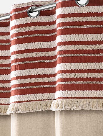 Rideau court à œillets en coton avec top tissé et franges
