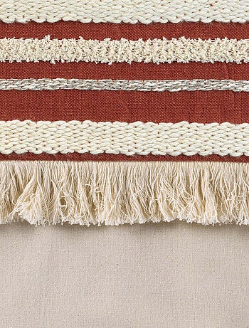 Rideau court à œillets en coton avec top tissé et franges