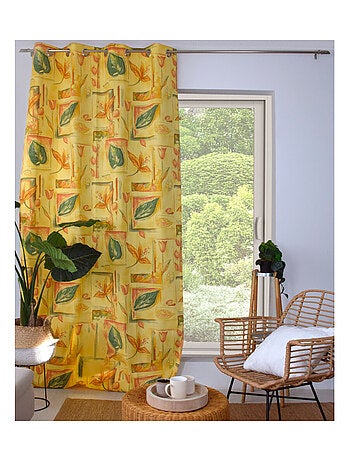 Rideau aux motifs floraux jaunes 140x250 cm