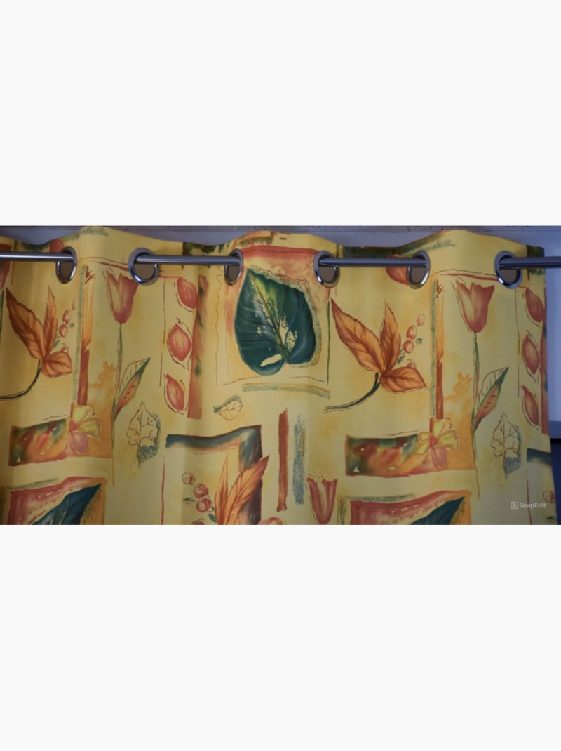 Rideau aux motifs floraux jaunes 140x250 cm Jaune - Kiabi