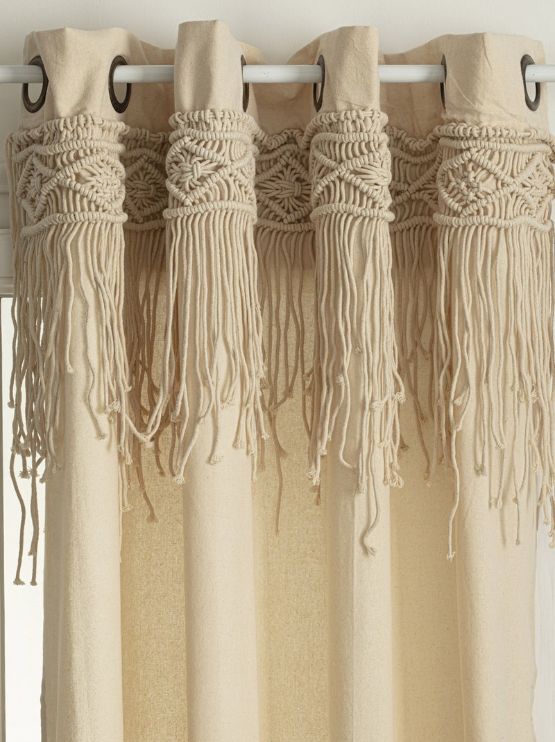 Rideau avec frise en macramé Bois naturel - Kiabi