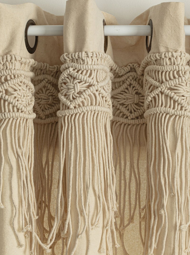 Rideau avec frise en macramé Bois naturel - Kiabi
