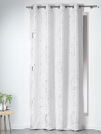 Rideau avec oeillet impression "boucles stylisées et argentées