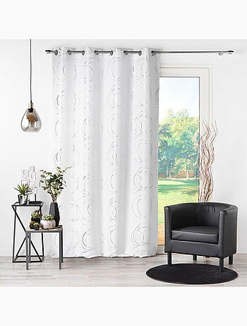 Rideau avec oeillet impression "boucles stylisées et argentées