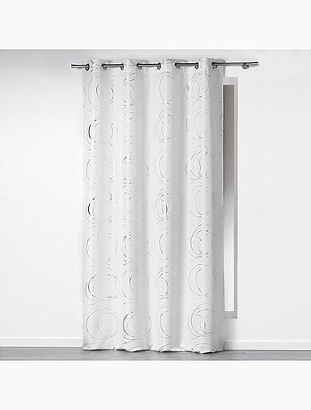 Rideau avec oeillet impression "boucles stylisées et argentées
