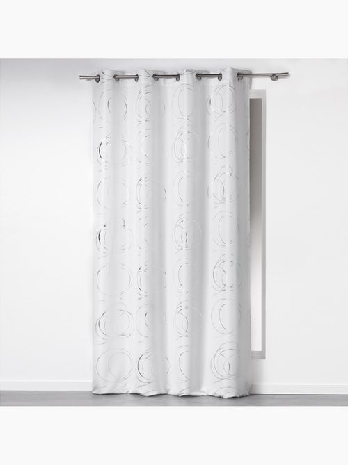 Rideau avec oeillet impression "boucles stylisées et argentées" - Kiabi