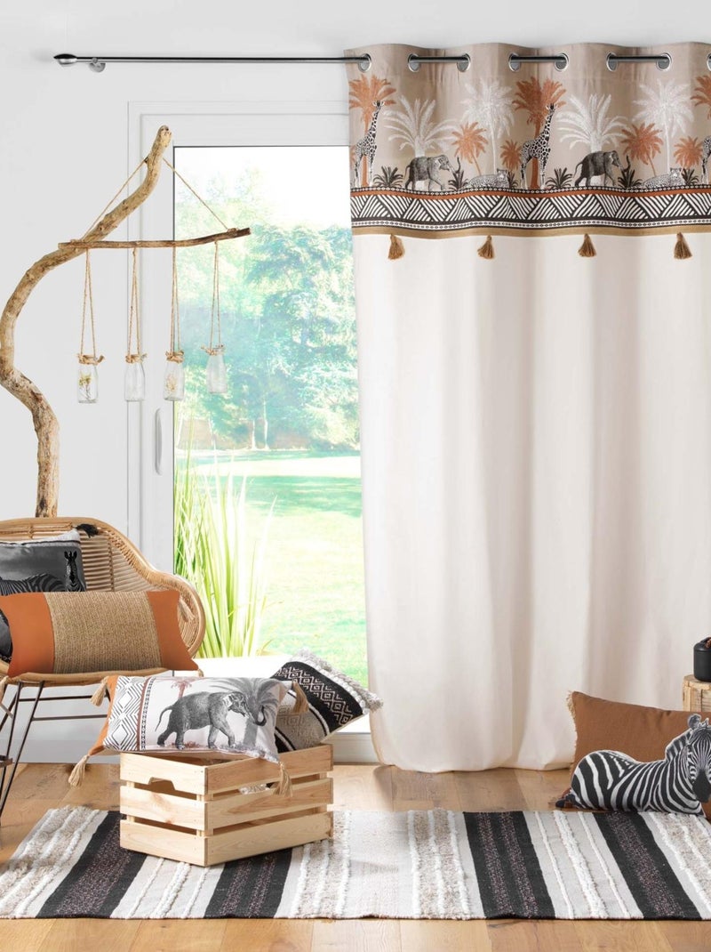 Rideau avec top esprit safari Taupe - Kiabi