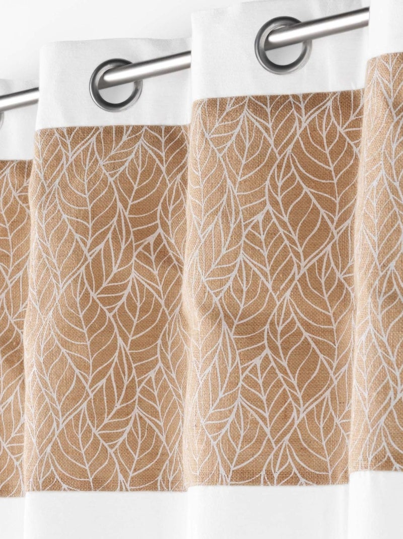 Rideau bi-matière avec toile de jute imprimée Blanc - Kiabi