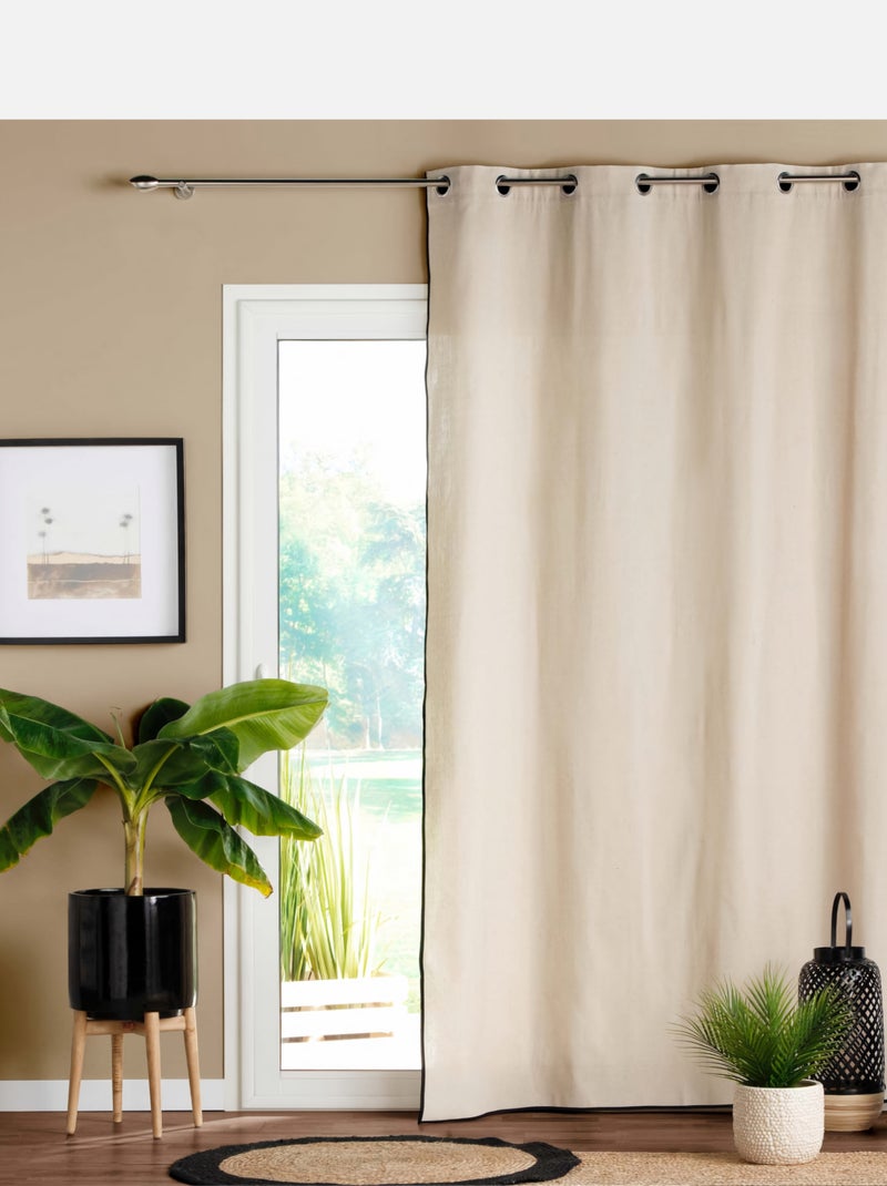 Rideau biais noir en polycoton Ecru - Kiabi