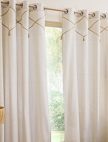 Rideau bohème jute et pompons