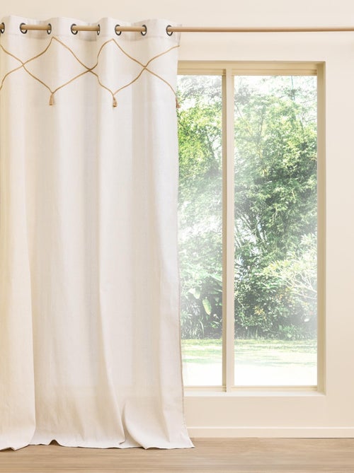 Rideau bohème jute et pompons - Kiabi